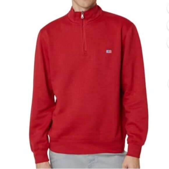 Chaps Everyday Fleece Pullover Mens Medium Red New 1/4 Zip - Picture 1 of 11